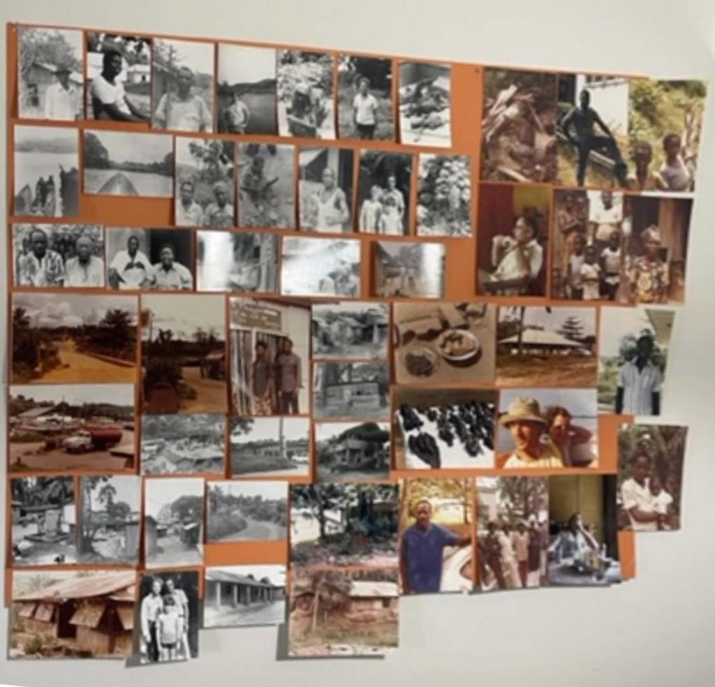 wall of photos from gabon